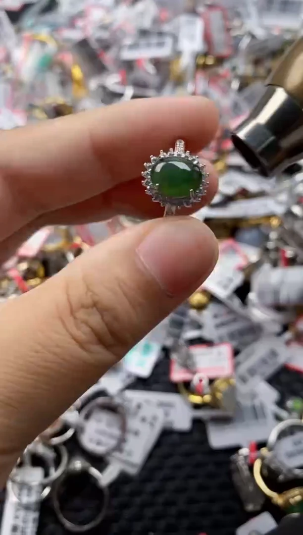 翡翠戒指银S925镶嵌333     9