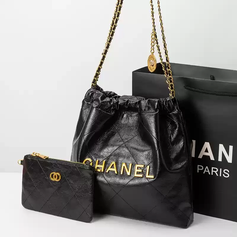 小香风菱格垃圾袋包包真皮女2025新款时尚百搭珍珠链条斜挎可diy