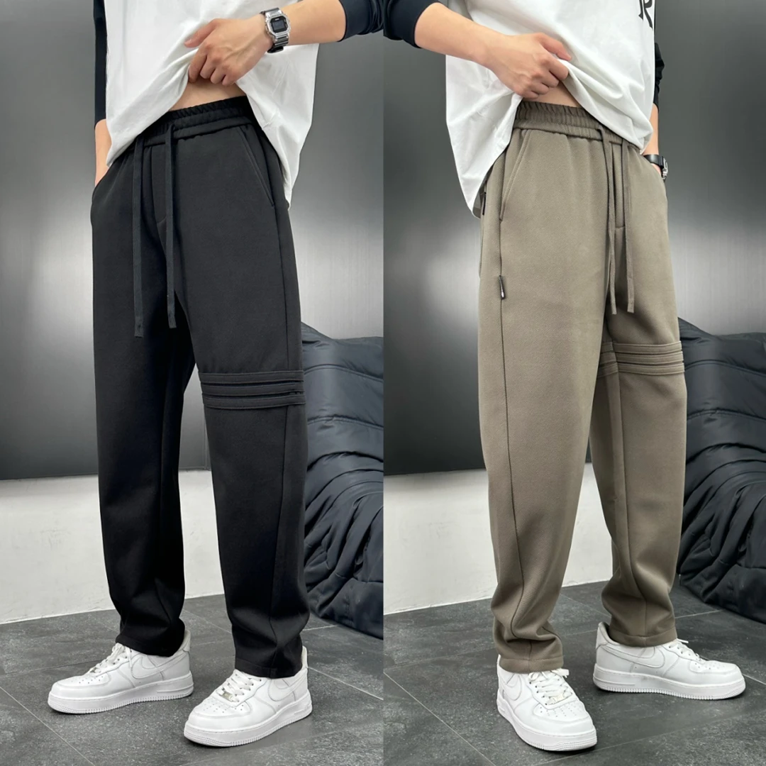 潮流百搭复古直筒时尚休闲宽松系带长裤子离愁渐远渐无穷