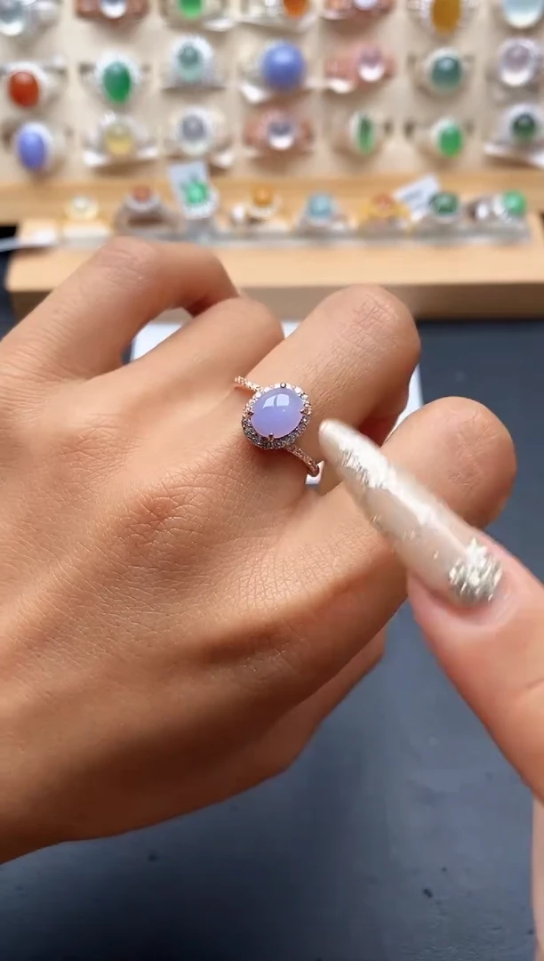 银S925镶嵌戒指翡翠缅甸天然A货翡翠1 2-9