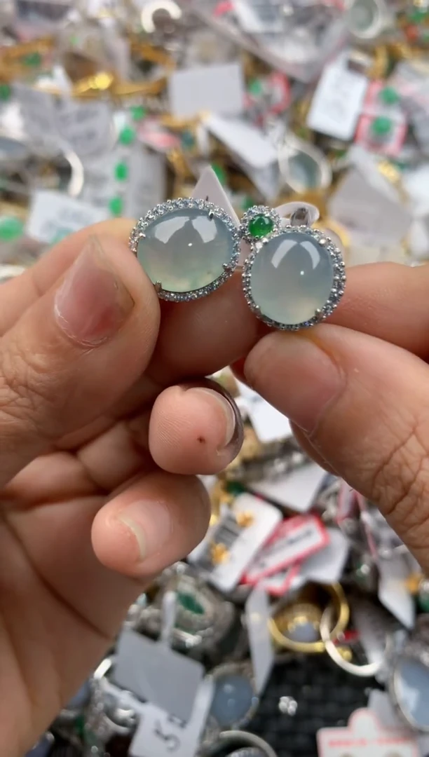 银S925镶嵌戒指翡翠2222----1