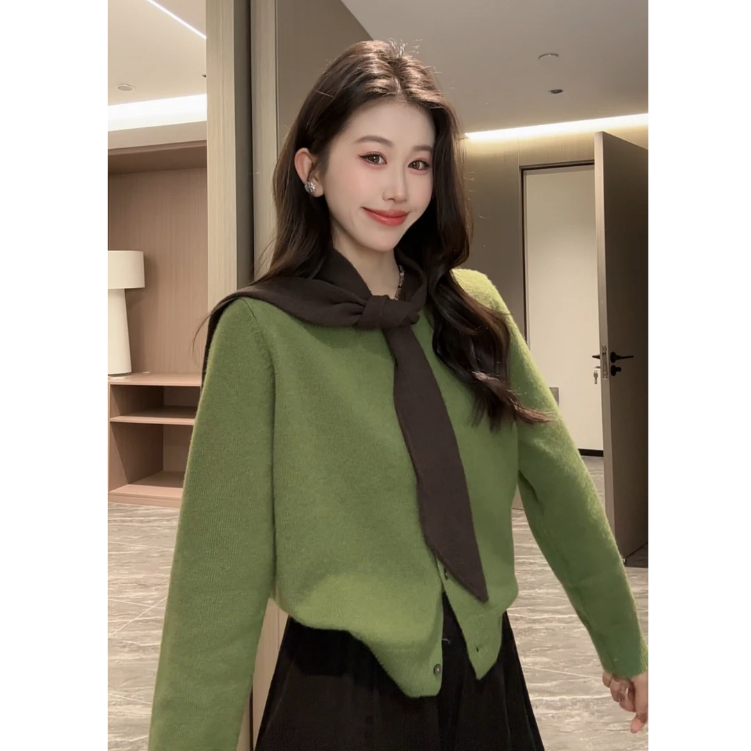 JIUJIU【简影沉香】100%绵羊毛气质法式复古假两件设计感针织衫女