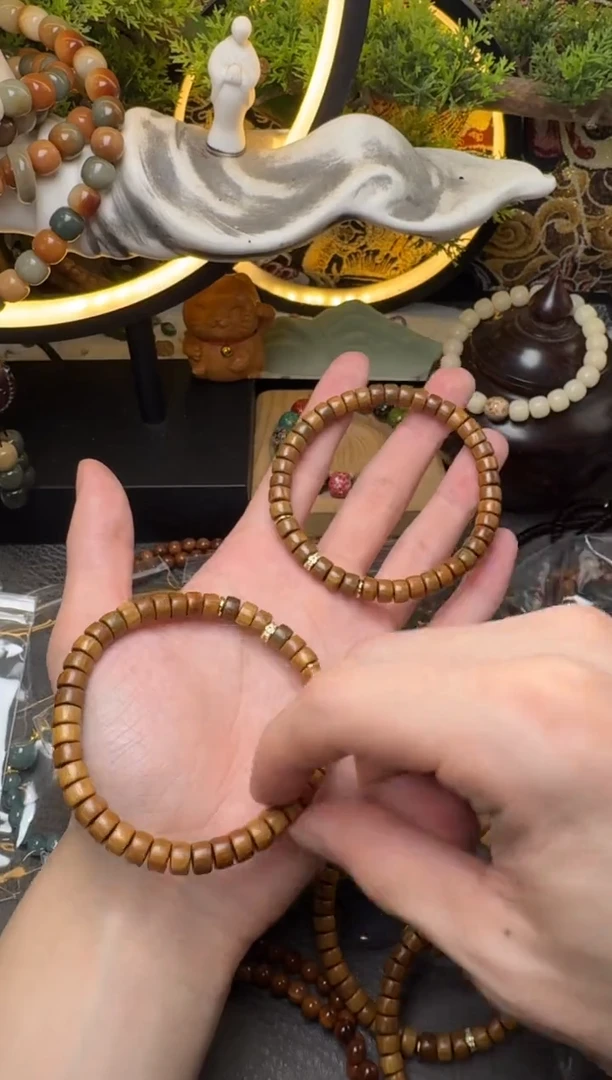 维腊木（绿檀）手串/手链A840绿檀药片直切单圈