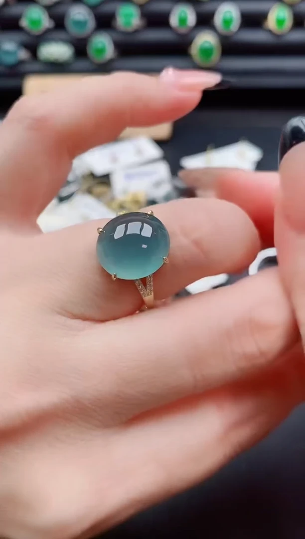 银S925镶嵌戒指翡翠1