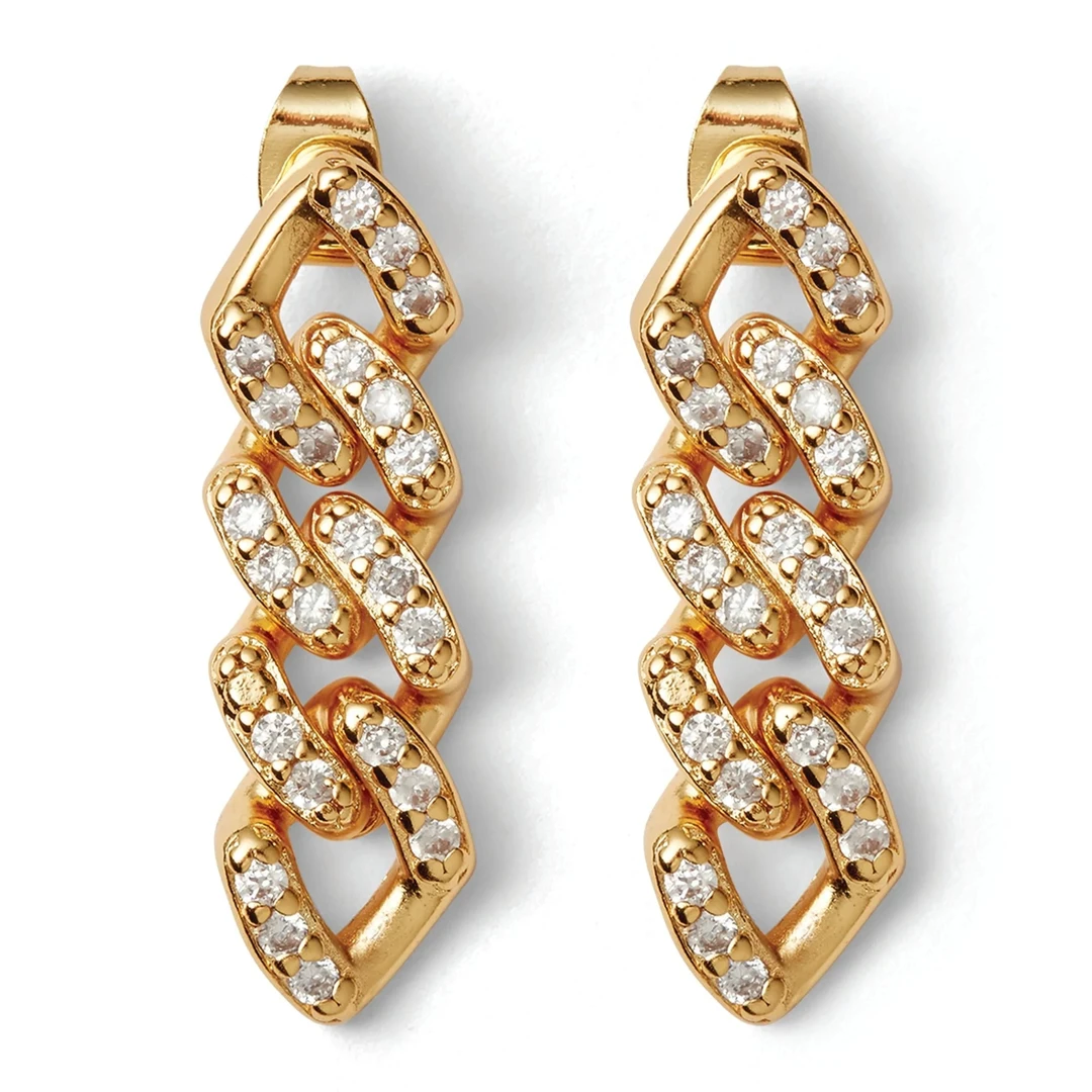 合金锆石耳饰 挪威【Crystal Haze】满镶Mexican chain 耳针