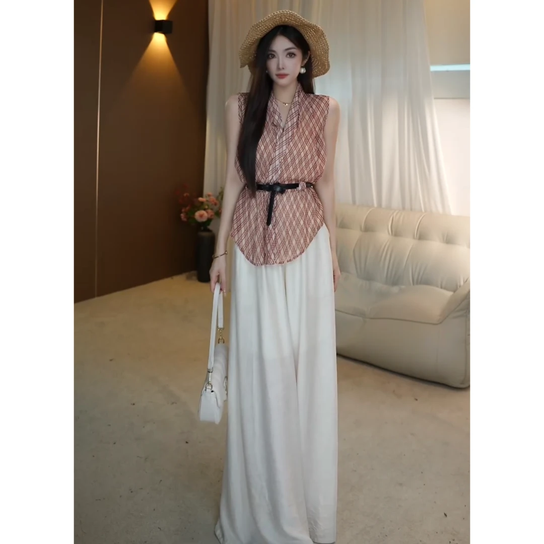 Yh定制【清凉一夏】夏季气质高级感v领印花设计无袖背心女Y006