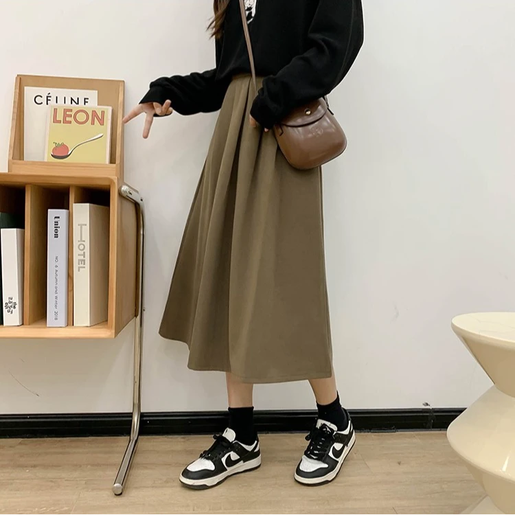 断码清仓】中长款女秋季新款垂感高腰宽松a字显瘦通勤半身裙子A919