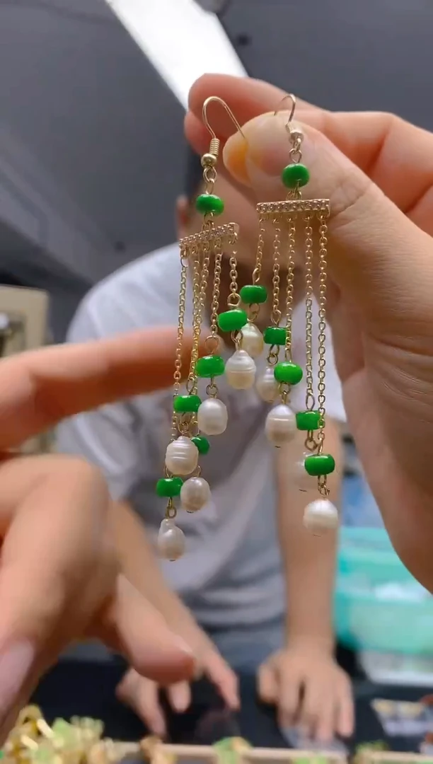 【闪购商品】翡翠耳饰合金66翡翠耳钩