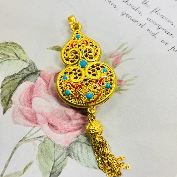 足金饰品/珐琅流苏吉祥四美葫芦/6.33/1B5A07112/h