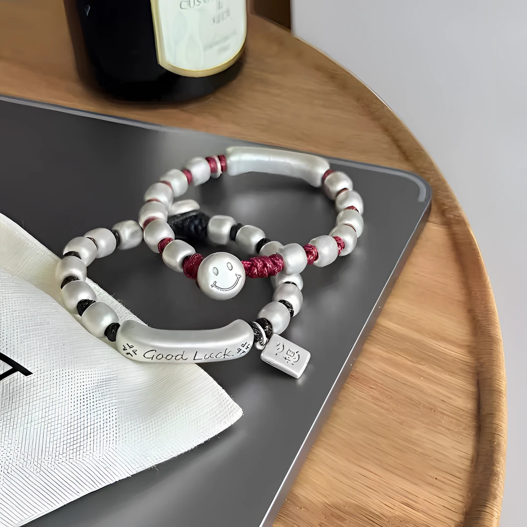 足银手链 心想事成好运足银手链Good luck手工编绳男女百搭同款