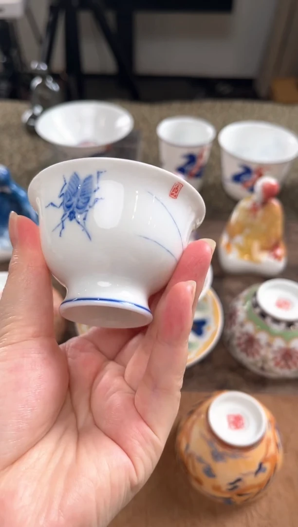 景德镇文祥窑高温釉下彩单杯