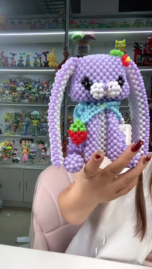 亚克力1082卡4糖果珠弯耳兔材料包1套紫色