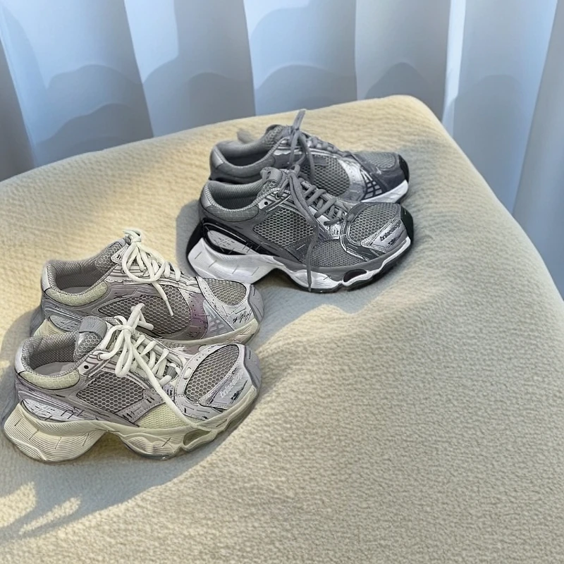 网面透气厚底增高订书机老爹鞋休闲运动鞋网面老爹鞋休闲老爹鞋