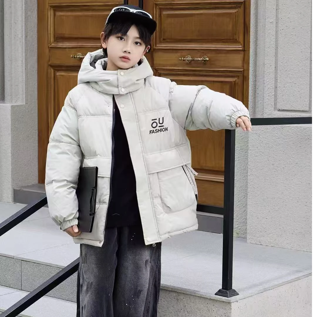 加厚洋气男童冬季连帽加绒棉服外套
