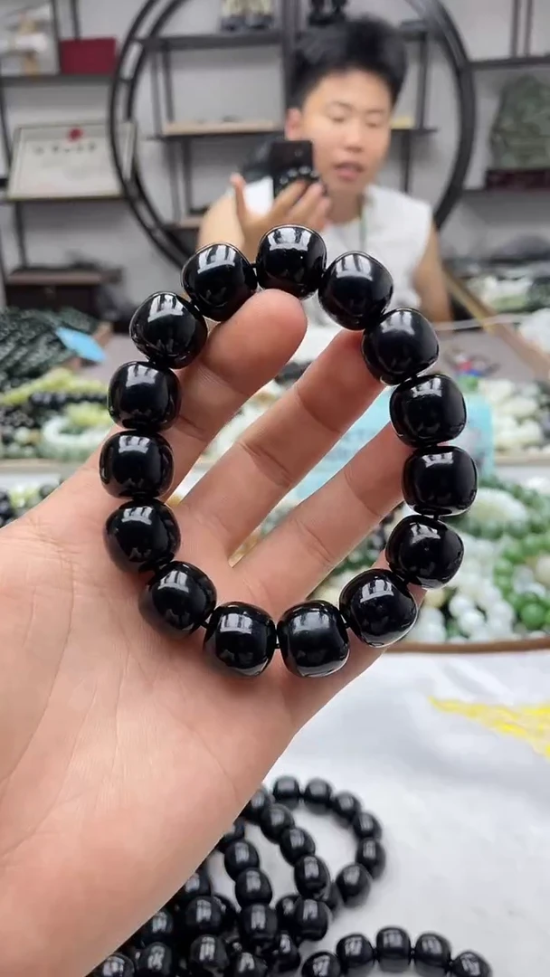 手串未镶嵌和田玉纯天然新疆塔县黑青16老型