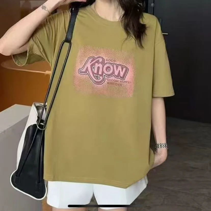 BA家A2100咸菜绿KN英文印花短袖
