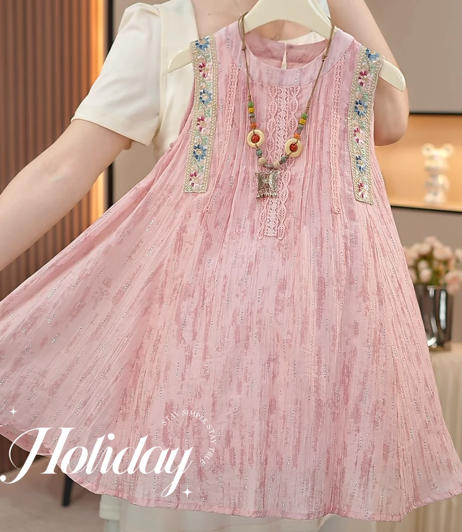 现货-【西夕】女童连衣裙2025新款洋气夏款裙子