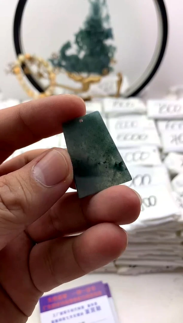 翡翠未镶嵌颈饰无事牌