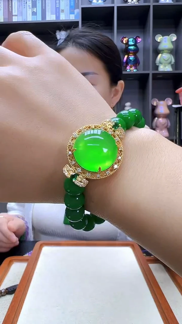 翡翠14K金镶嵌颈饰沉白diy劲饰