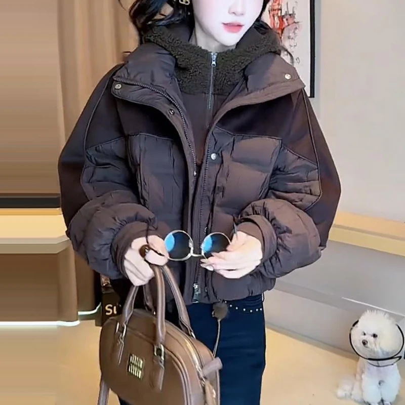 香朵儿网红洋气立领保暖棉服外套女2025秋冬新款休闲百搭加厚上衣