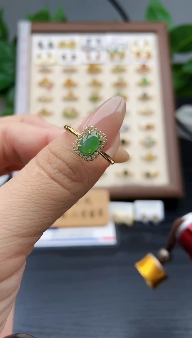 银S925镶嵌戒指翡翠12