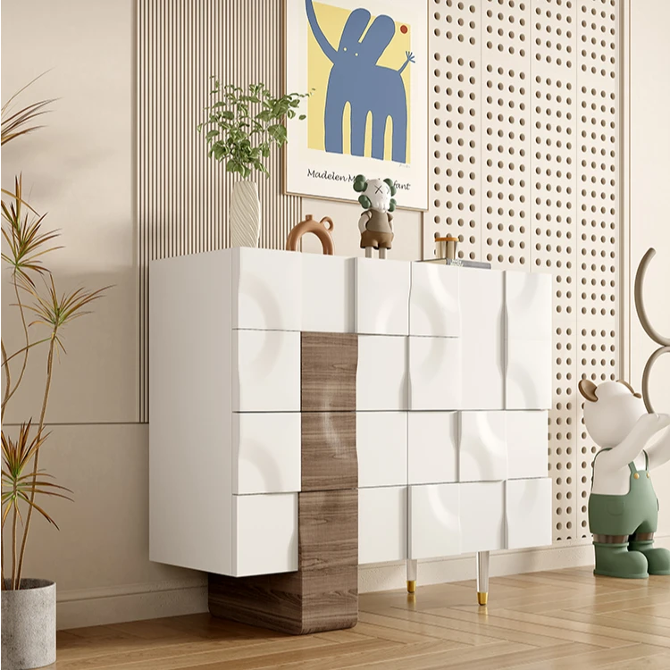 法式中古风玄关柜复古卧室斗柜客厅装饰柜餐边柜收纳柜实木抽屉柜