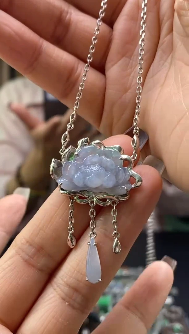 颈饰银S925镶嵌翡翠净货15850