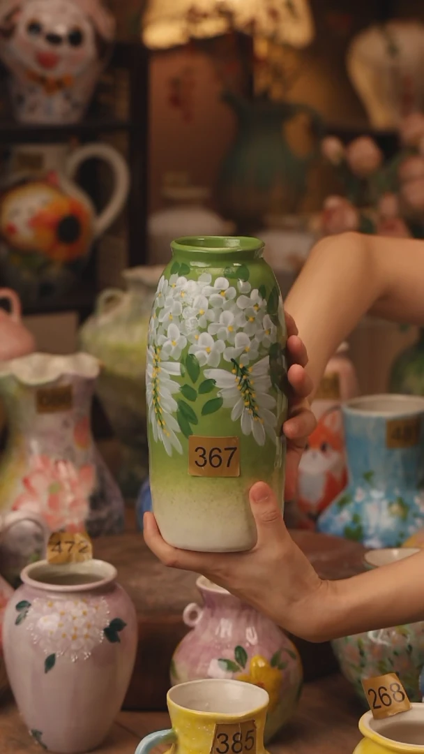 陶瓷367景德镇设计师手作花器摆件侘寂风