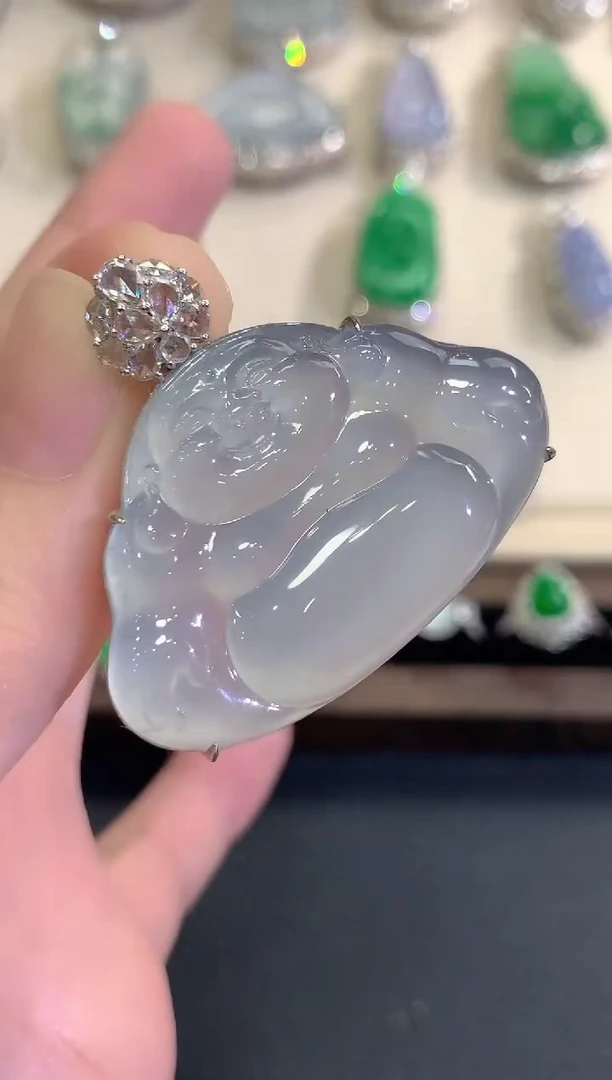 吊坠(不含链)18K金镶嵌翡翠秋日珠宝W131