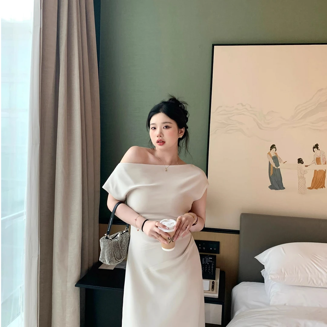 M5T6微胖定制 极简雕塑感/多穿法可露肩气质显瘦收腰大码连衣裙