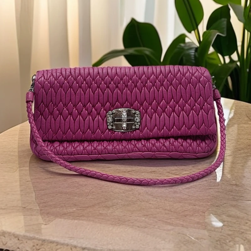 95新 MIU MIU/缪缪  玫粉色 褶皱 单肩包 1343 5865