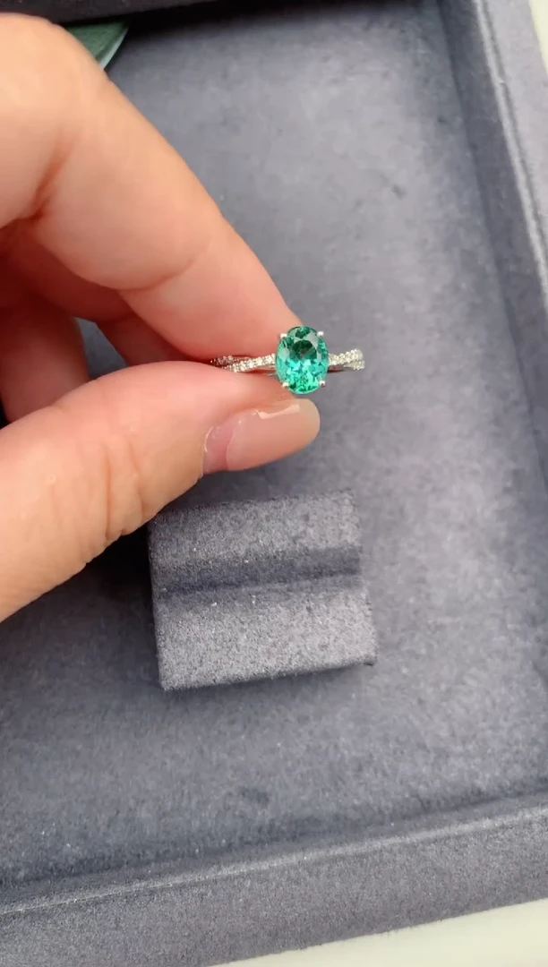 18K金镶嵌戒指碧玺1.3ctct绿碧玺  GF 定制