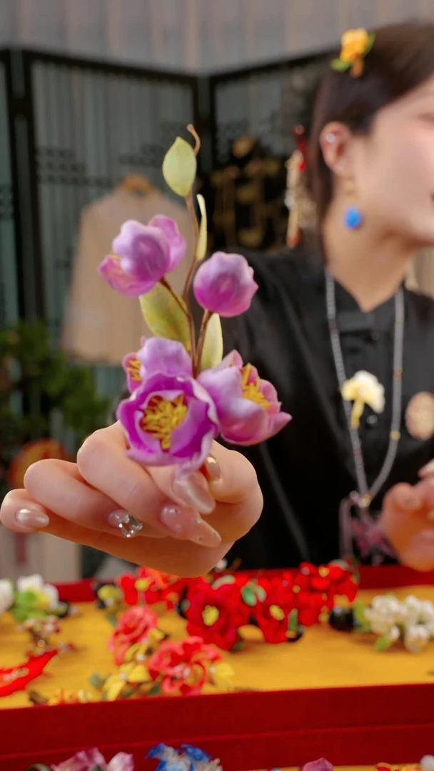 刺绣非遗苏绣绒花手工饰品