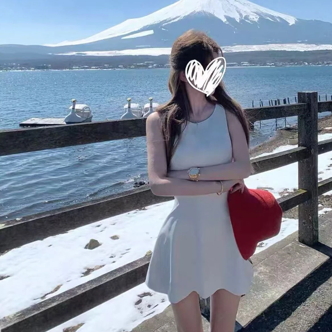 眼泪女王 黑色无袖连衣裙女夏收腰高级感优雅裙子