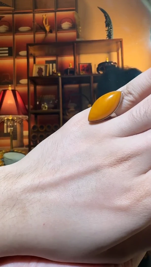 蜜蜡颈饰银S925镶嵌7581天然蜜蜡珠宝奇石