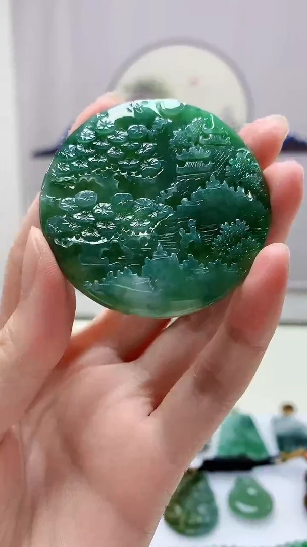 定制翡翠未镶嵌4898zm-毛货挂件143山水