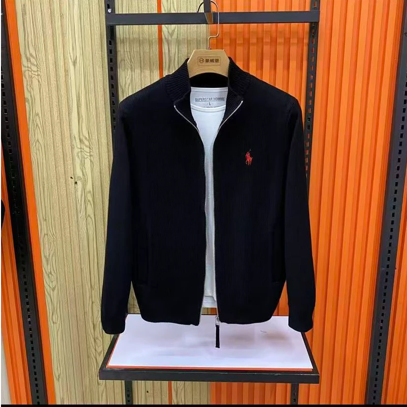 新款高品质男士立领休闲针织夹克外套