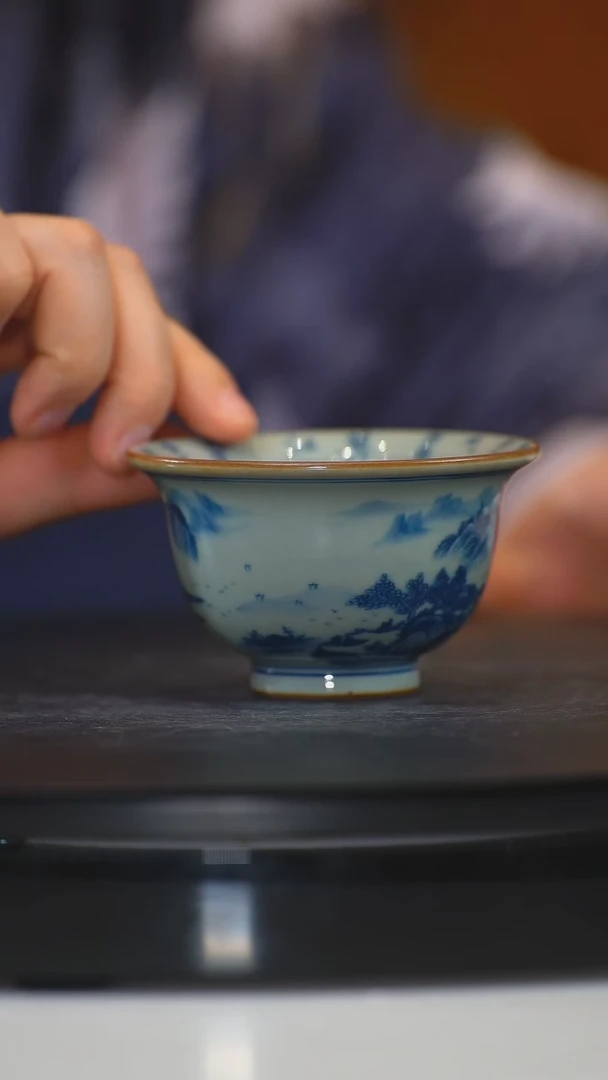 【闪购商品】杯子003 蓝色礼盒单杯内外双绘