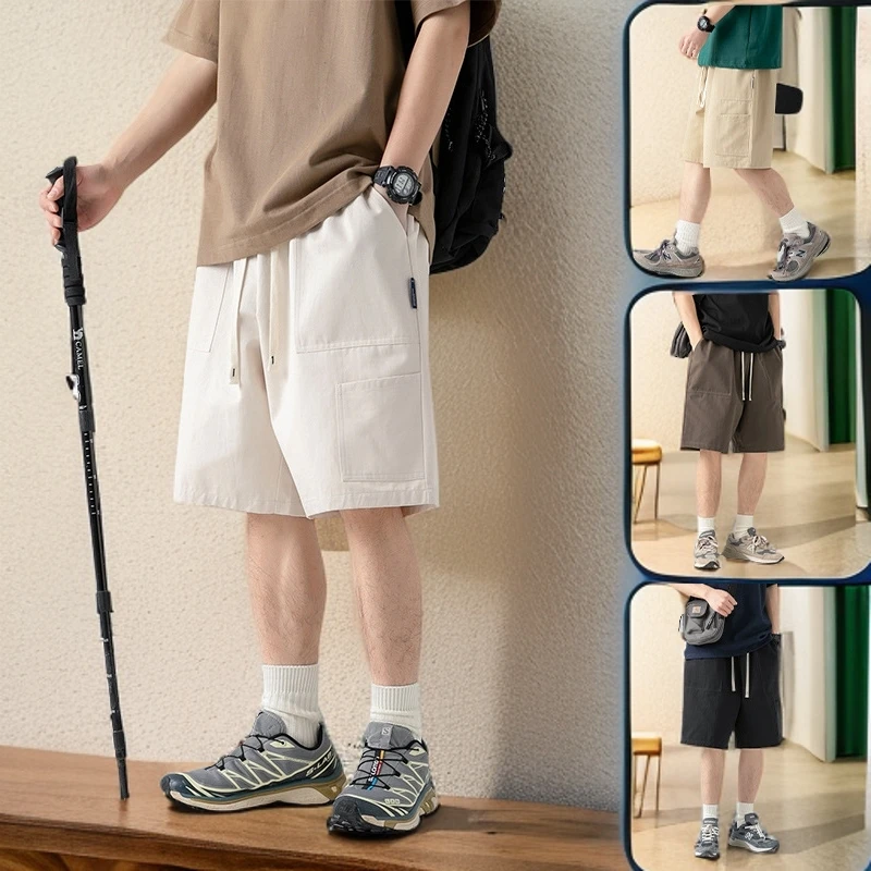 工装短裤男夏季新款日系薄款运动休闲裤男装大口袋宽松五分裤子