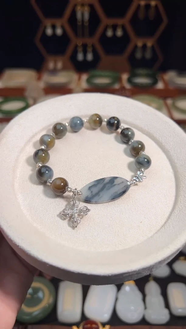 银S925镶嵌手链和田玉福利