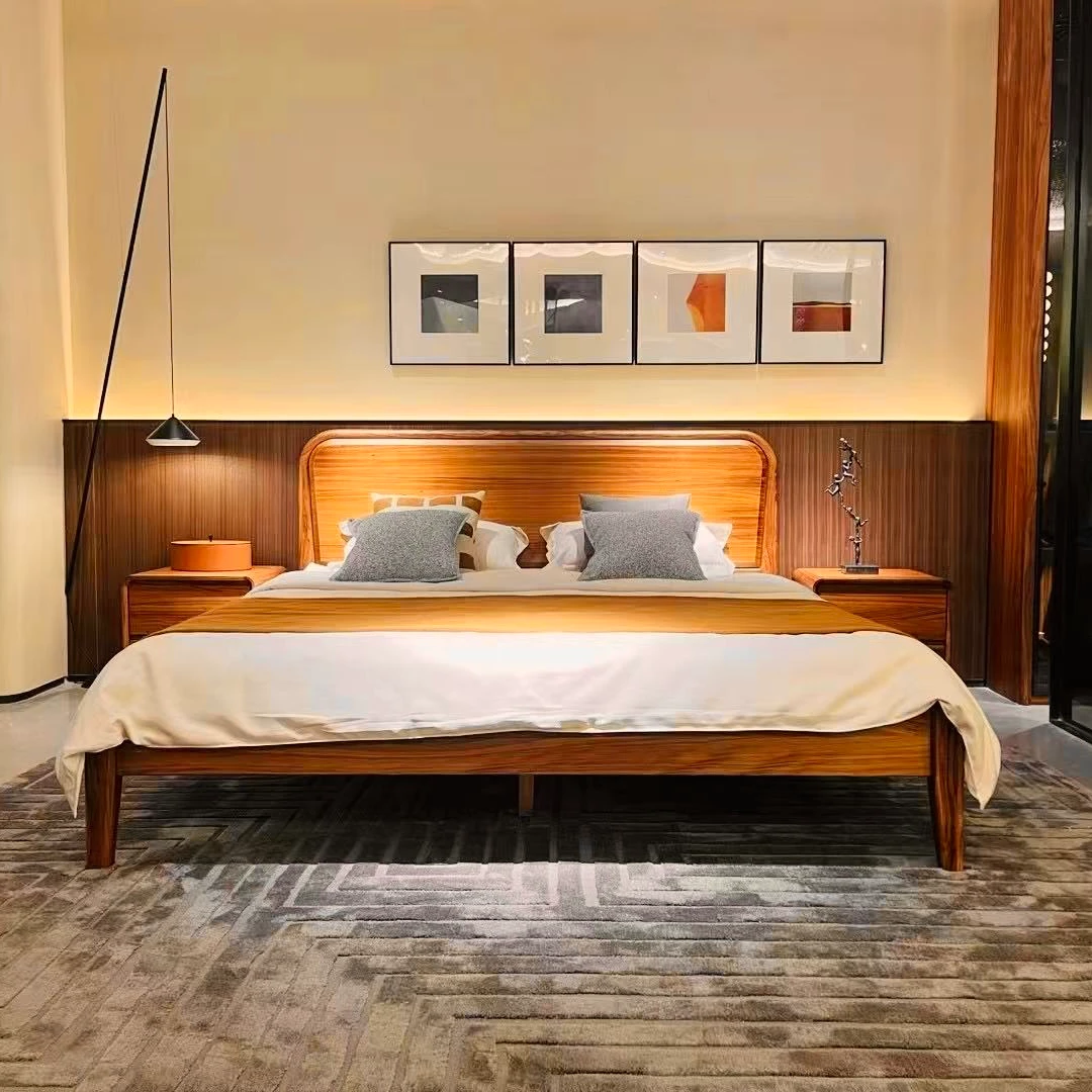 嘉城 旋律系列现代简约风乌金木实木原木色大床