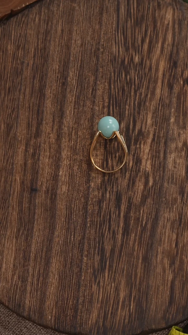 18K金镶嵌绿松石戒指1