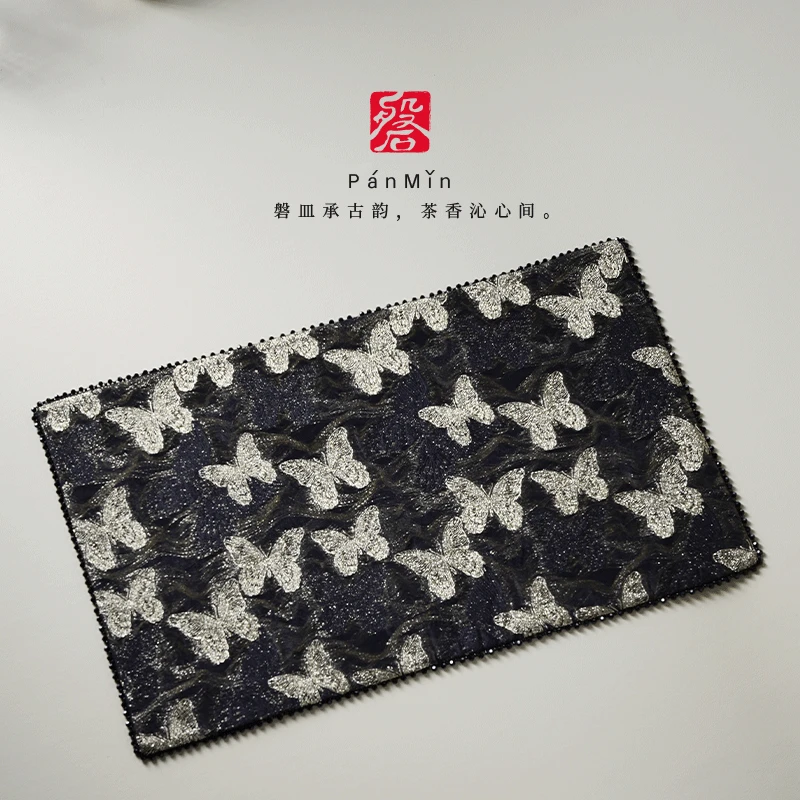 磐皿｜景德镇·熹语·金蝶翩跹-双面茶席干泡茶席中式高档复古布垫