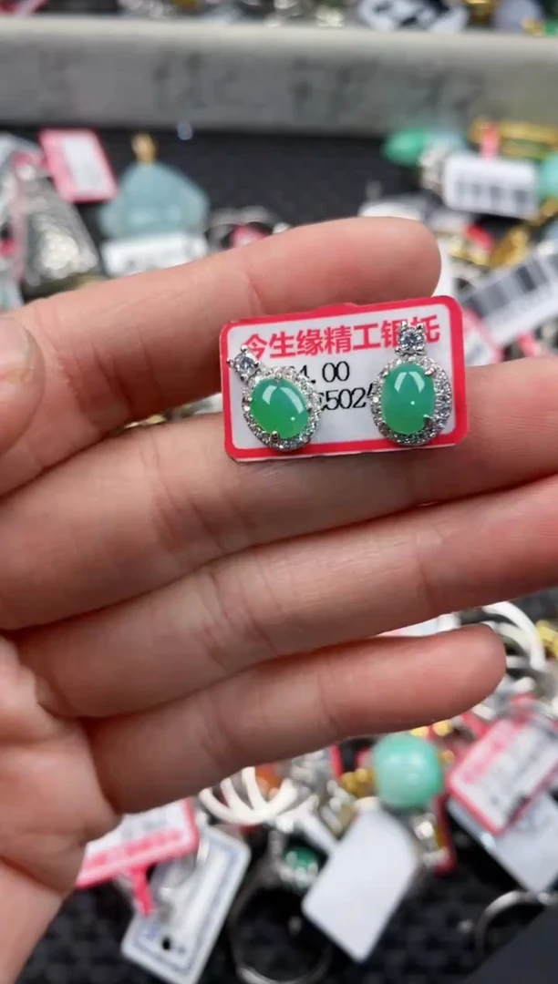 银S925镶嵌戒指翡翠11              8