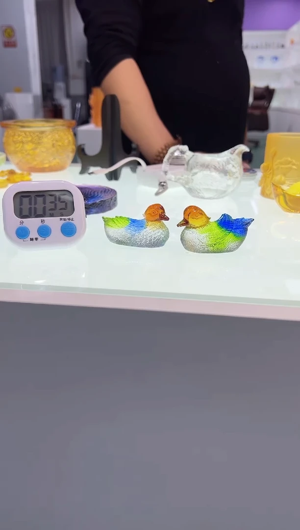【闪购商品】泥塑古法琉璃鸳鸯摆件