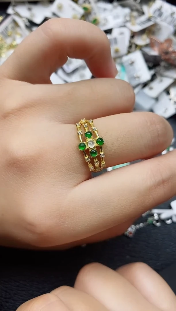 银S925镶嵌戒指翡翠1