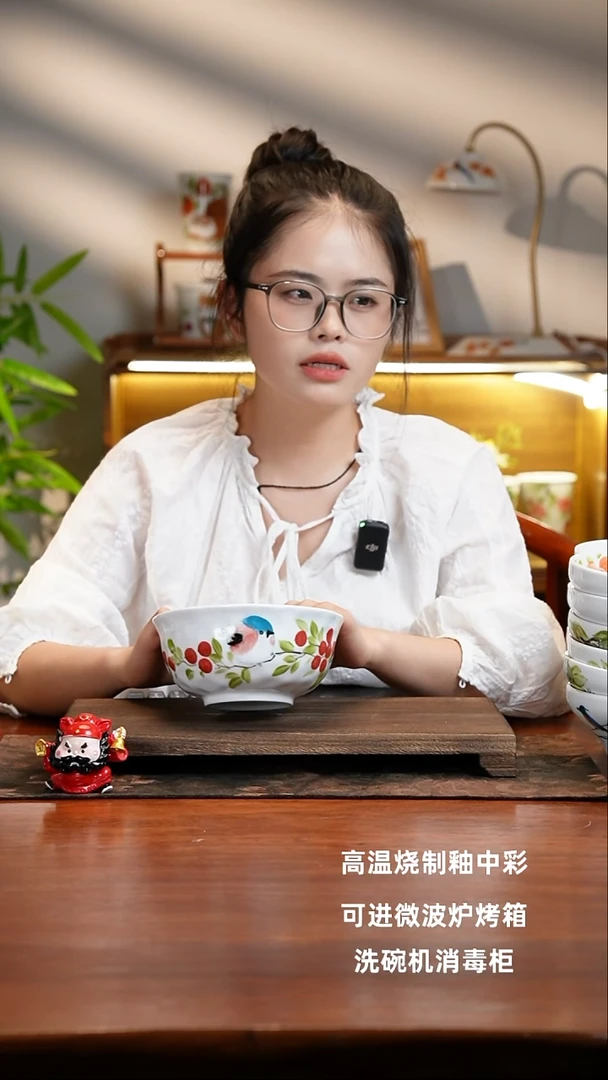 景德镇陶瓷食品级手绘釉中彩-捏捏碗