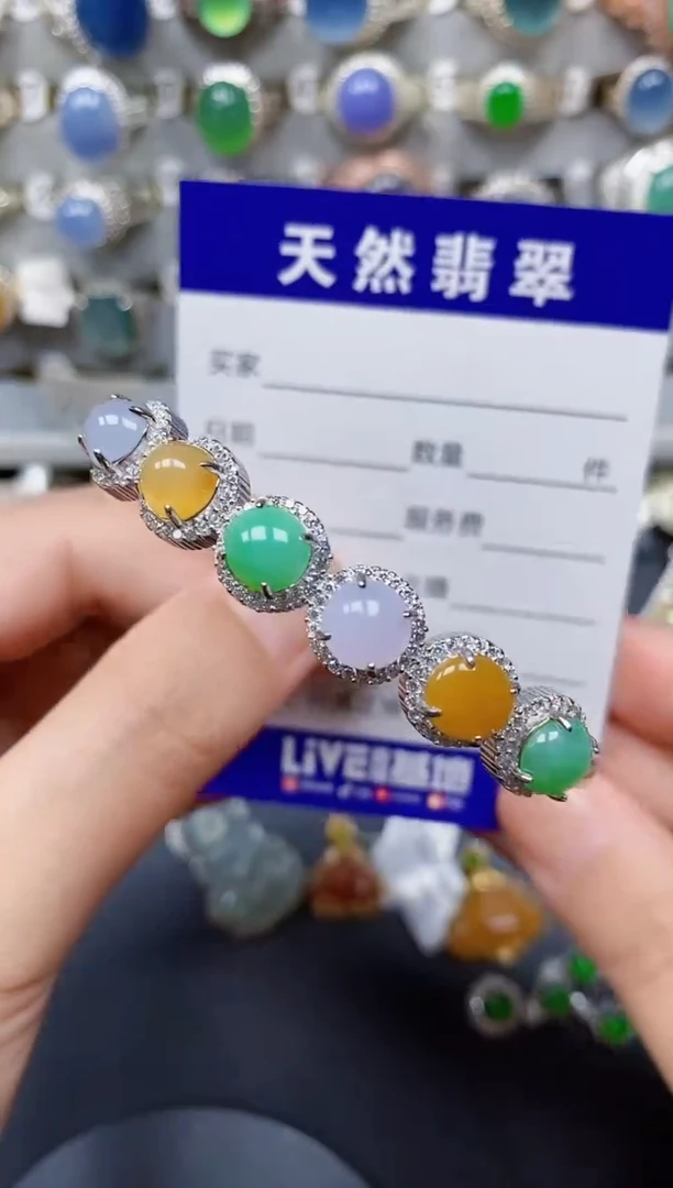 翡翠手镯银S925镶嵌237