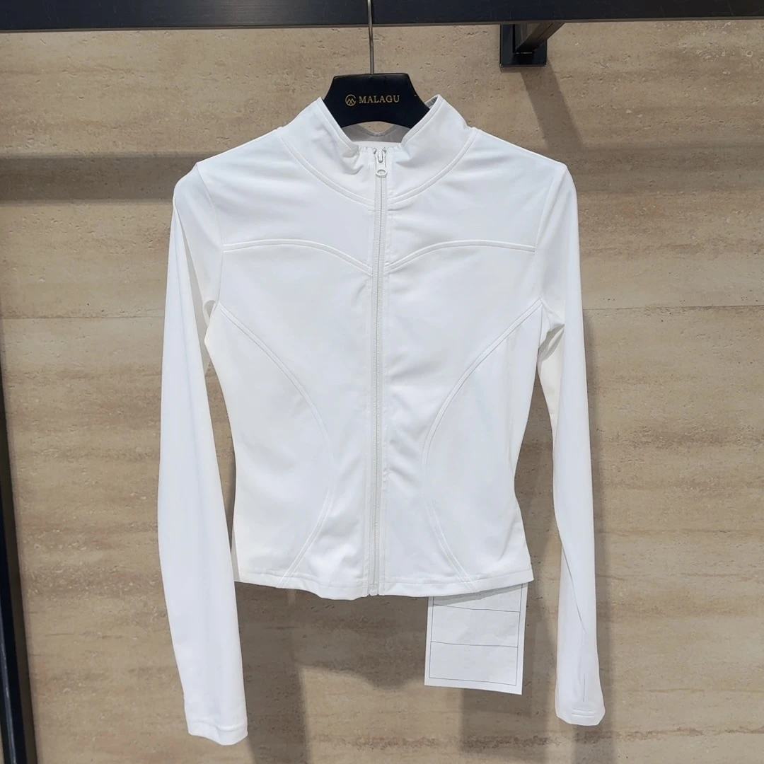 <猪猪出品>2025上新白色显瘦长袖运动健身户外修身立领短外套708