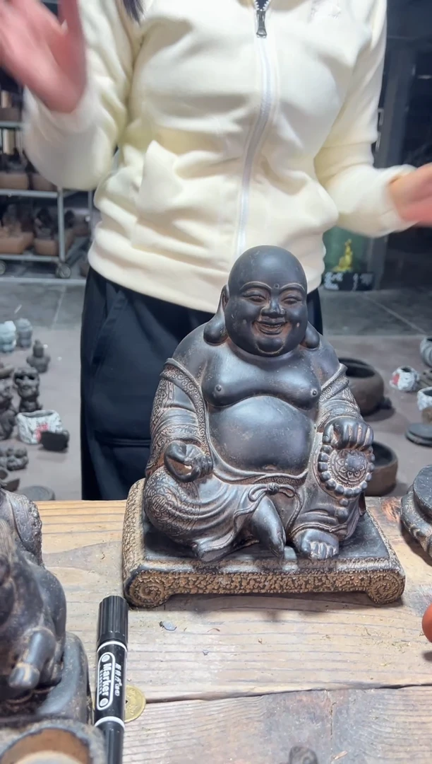 陶土【火山泥】大肚佛+小江枫底座